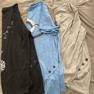 NWOT bundle of three fashionable shirts 2 long sleeves 1 short women’s medium